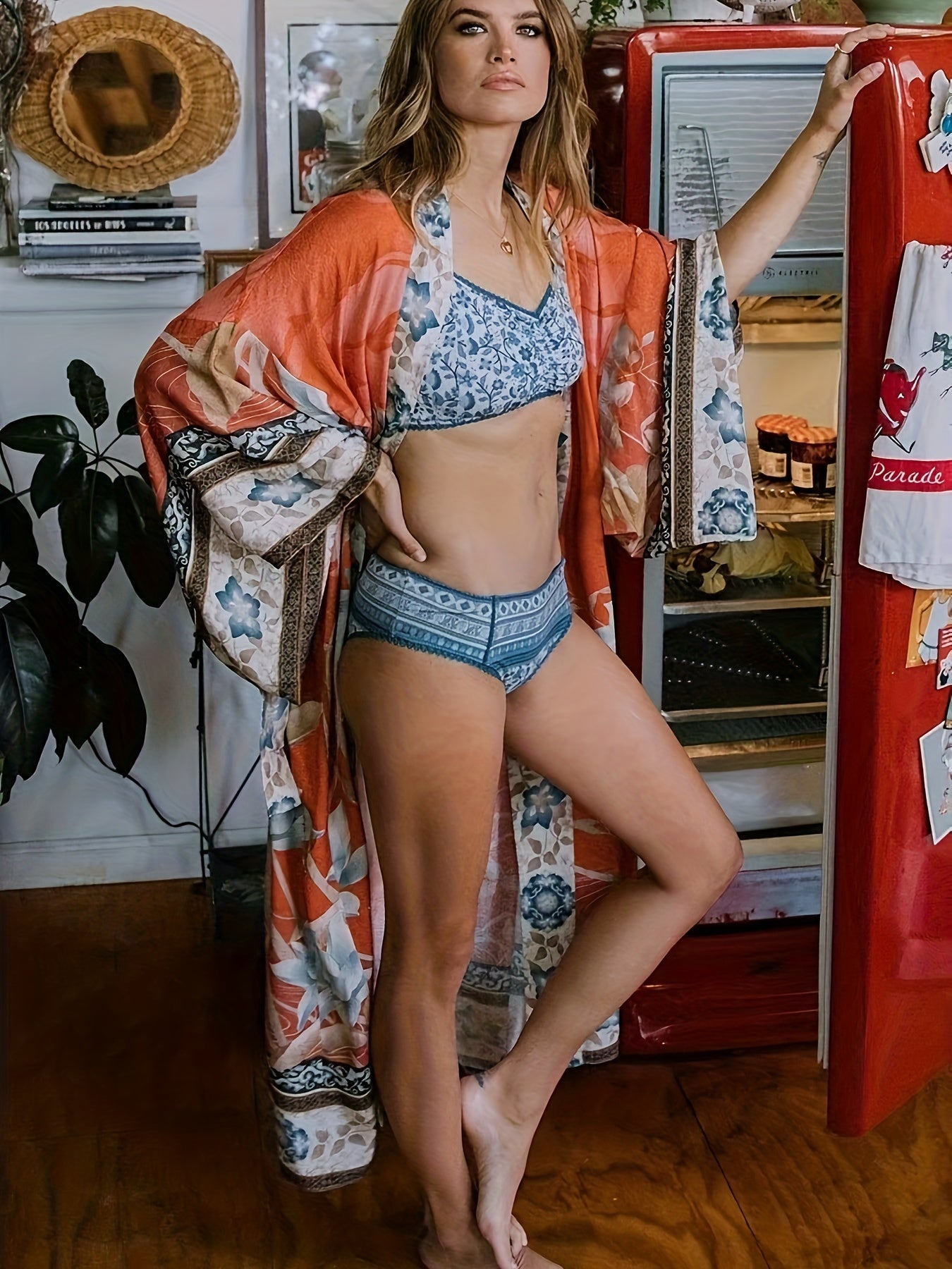 Greta | Women's kimono dress with belt print