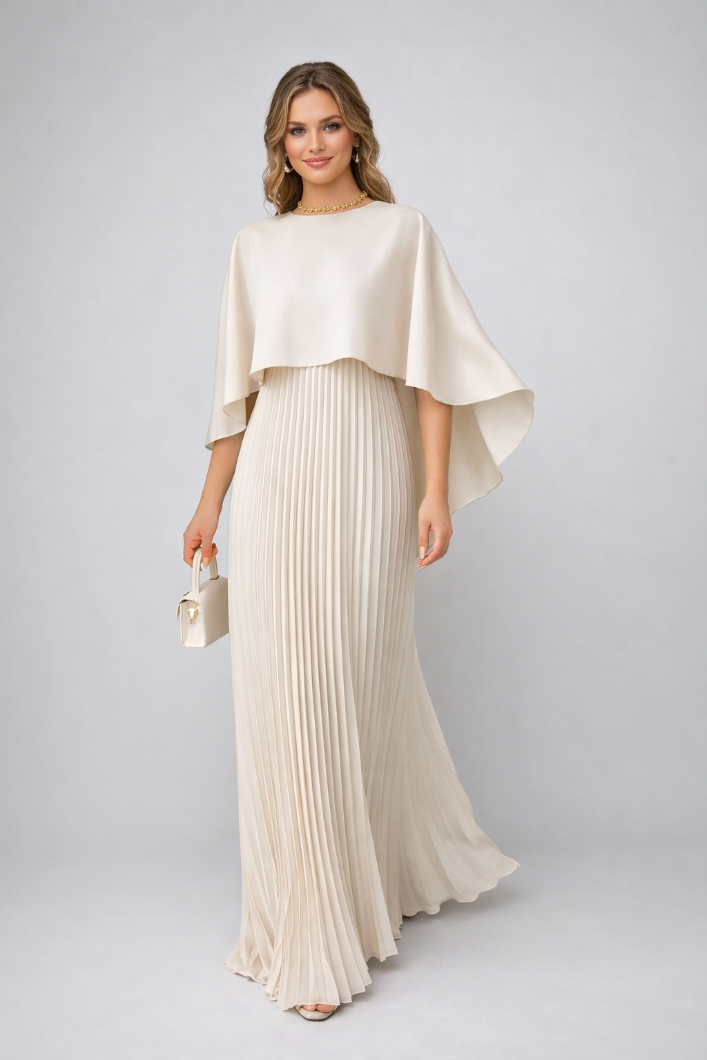 Marina | Women's dress with a pleated cape