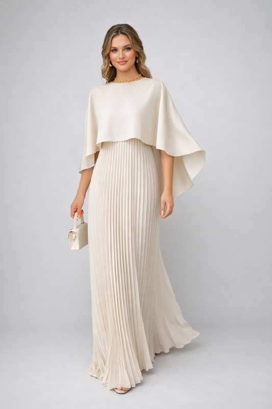 Marina | Women's dress with a pleated cape