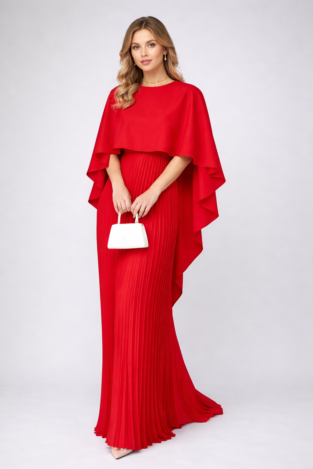 Marina | Women's dress with a pleated cape
