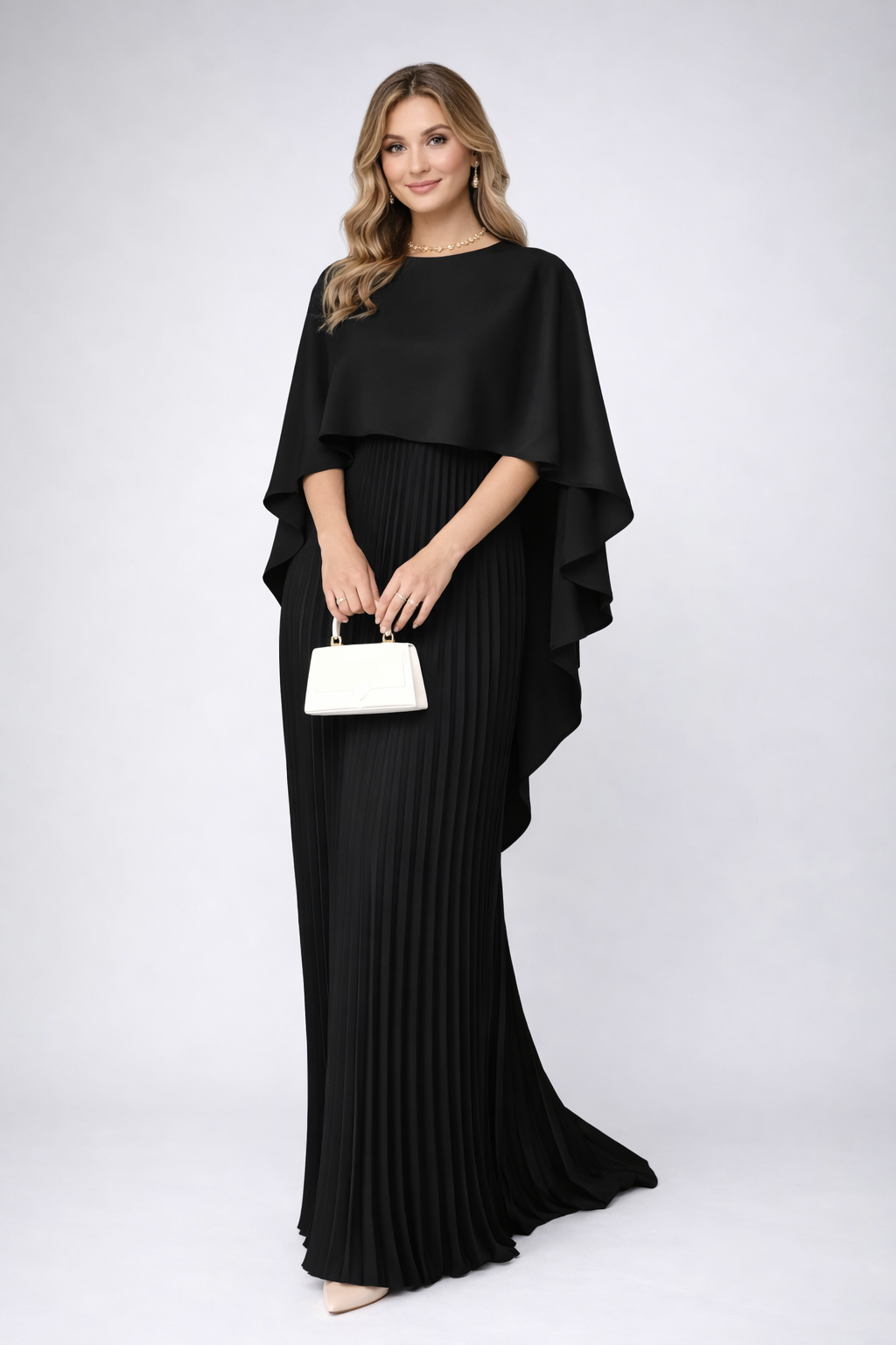 Marina | Women's dress with a pleated cape