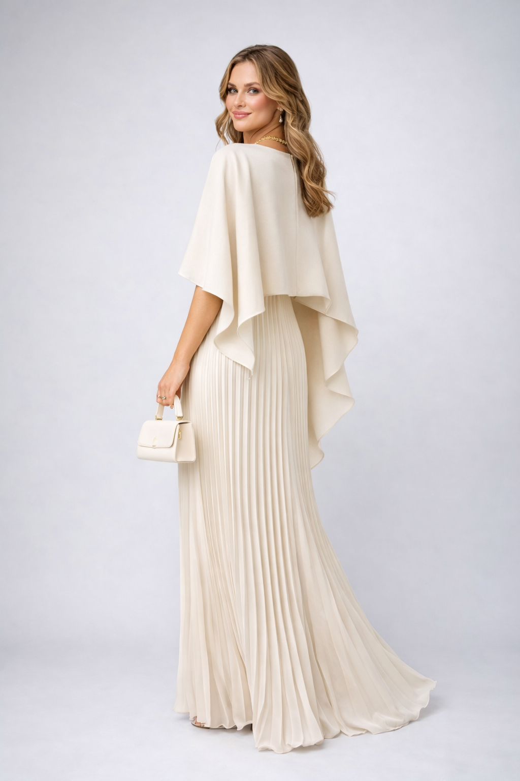 Marina | Women's dress with a pleated cape