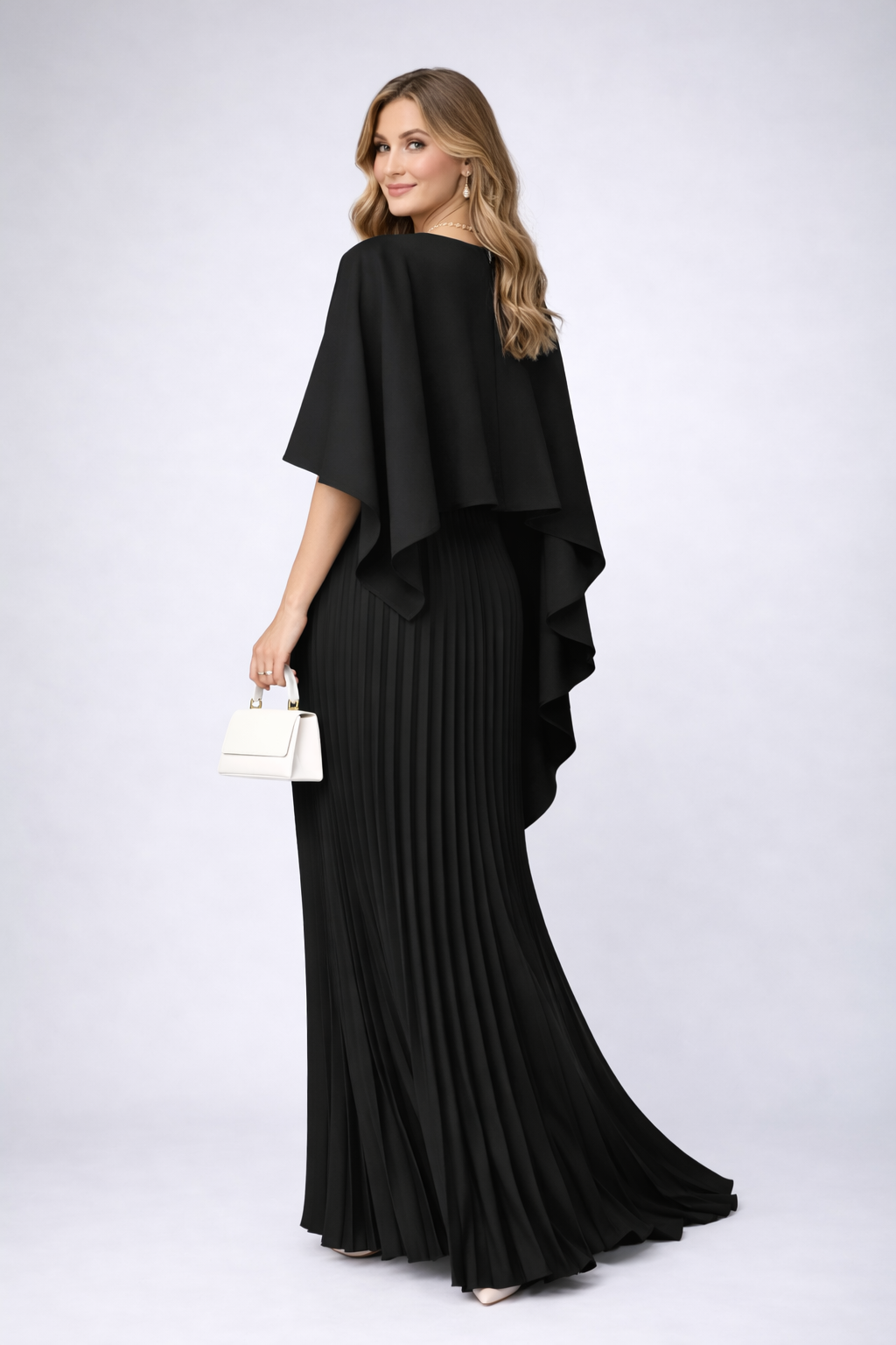 Marina | Women's dress with a pleated cape