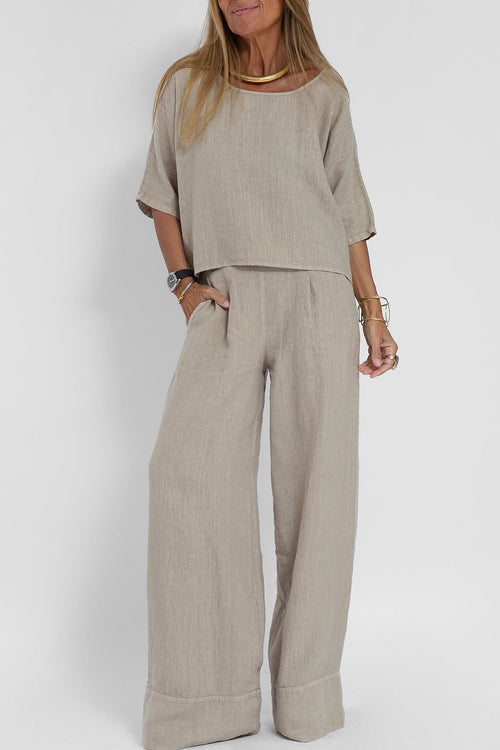 Giana | Women's Two-Piece Set with Cropped Top and Wide-Leg Pants