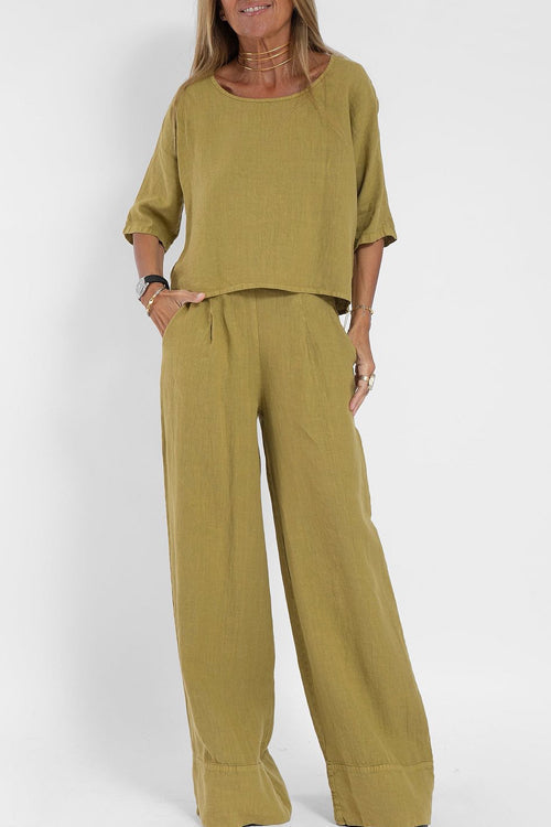 Giana | Women's Two-Piece Set with Cropped Top and Wide-Leg Pants