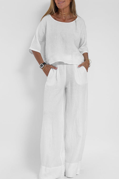 Giana | Women's Two-Piece Set with Cropped Top and Wide-Leg Pants