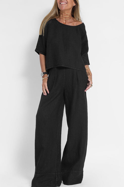 Giana | Women's Two-Piece Set with Cropped Top and Wide-Leg Pants