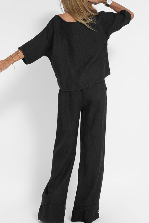 Giana | Women's Two-Piece Set with Cropped Top and Wide-Leg Pants