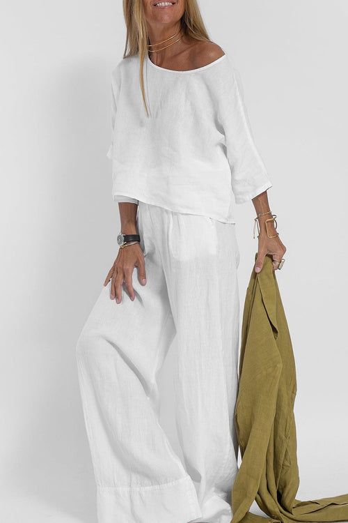 Giana | Women's Two-Piece Set with Cropped Top and Wide-Leg Pants