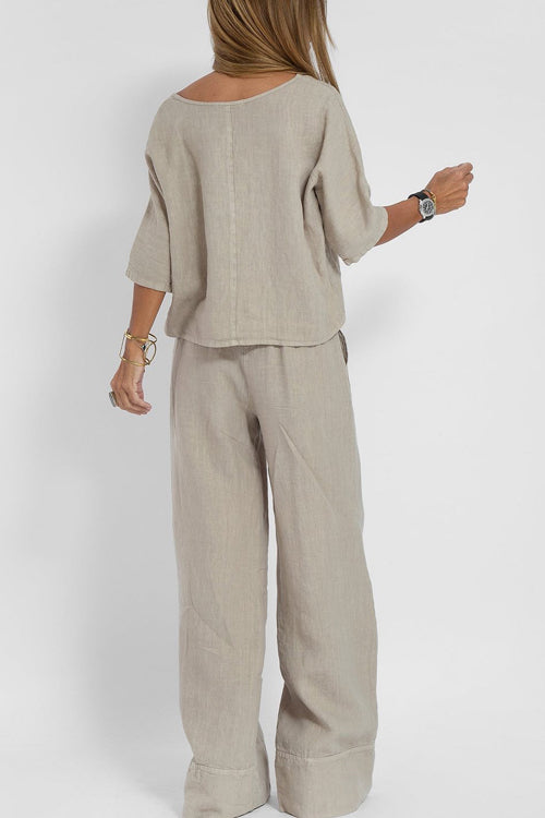 Giana | Women's Two-Piece Set with Cropped Top and Wide-Leg Pants