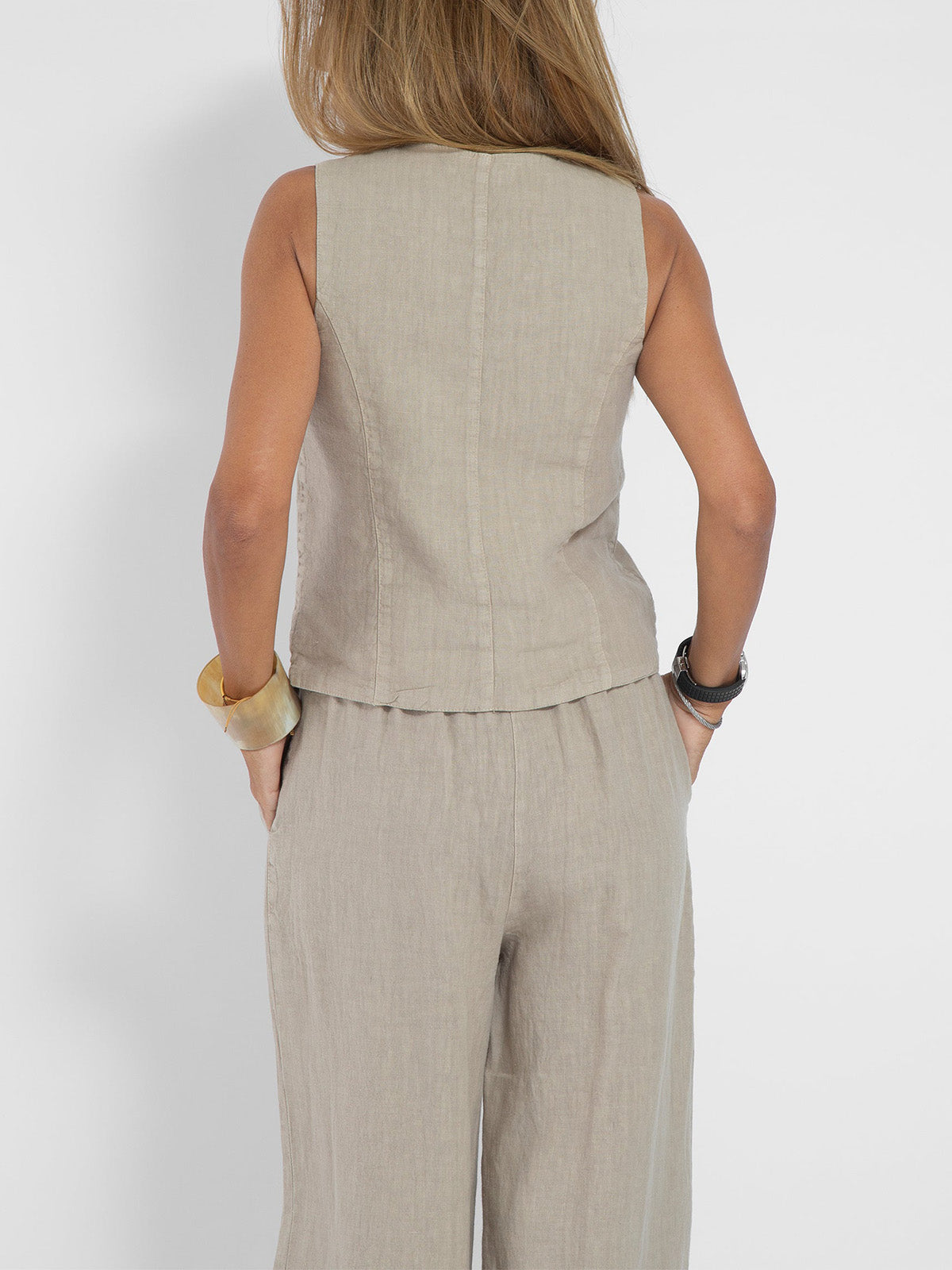 Aaliyah | Women's linen set V-neck wide-leg pants